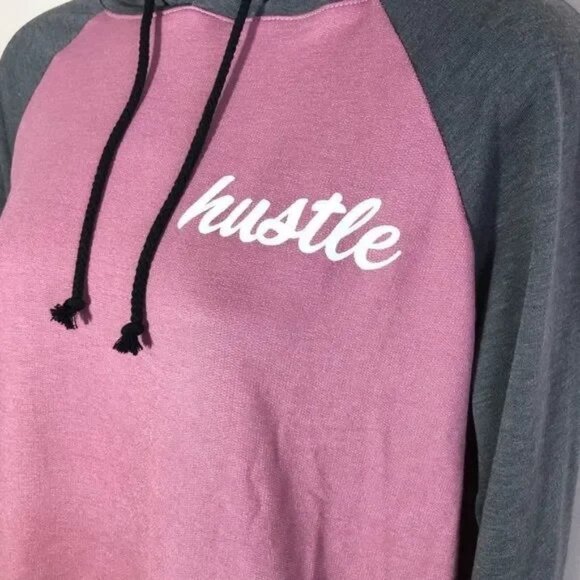 NWT MARCI DUSTY PINK/GRAY "HUSTLE" PULL-OVER HOODIE MEDIUM - Picture 4 of 5